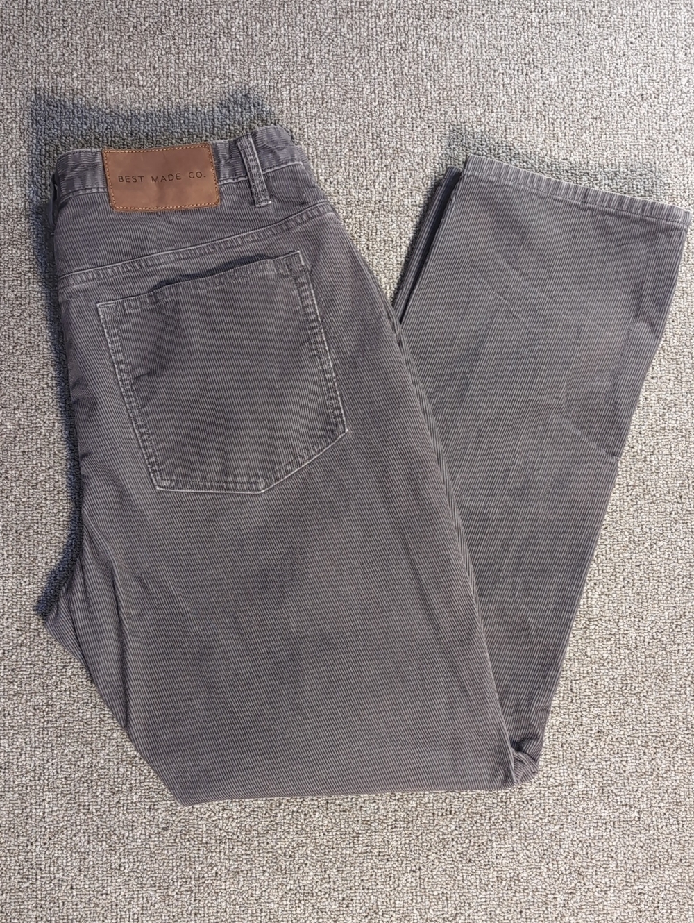 Best Made Co Fine Wale Corduroy Pants Size 36x32 Gray 100% Cotton 5 Pocket